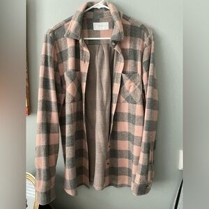 Lucky Brand Pink and Gray Plaid Button-Down Shirt